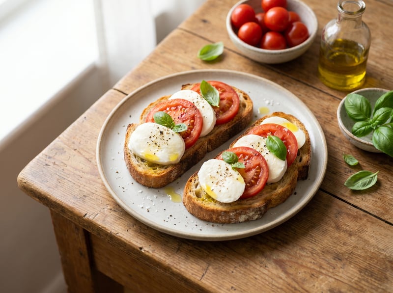 Toast Caprese (Mozzarella, Paradajka)