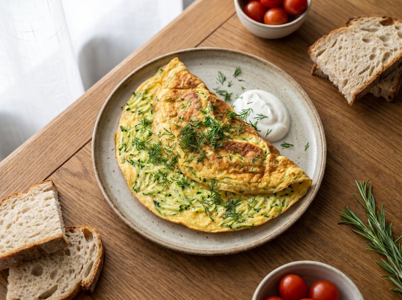Omeleta s kúskami brokolice a mozzarellou