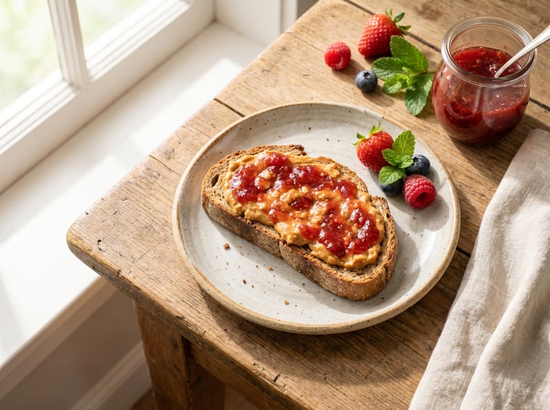 Toast s arašidovým maslom a džemom