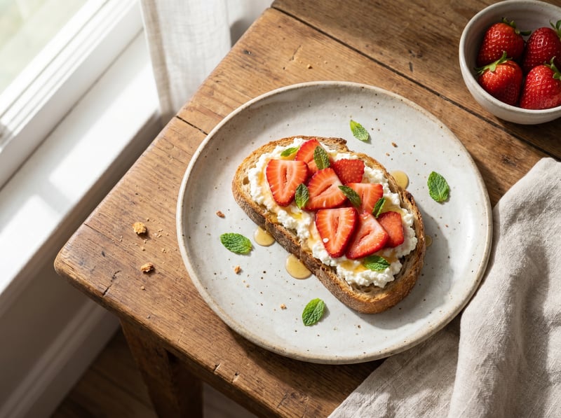 Toast s ricottou a jahodami