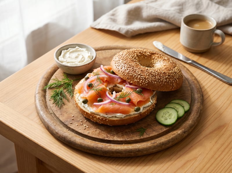 Bagel s údeným lososom