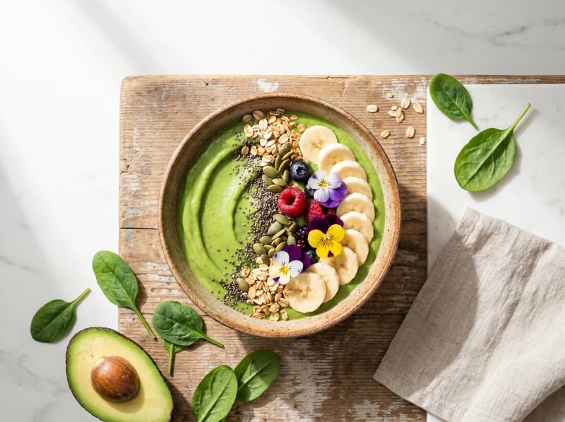 Zelená smoothie bowl s avokádom