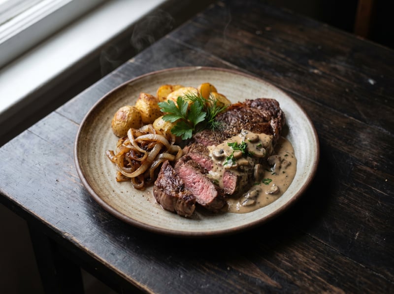 Hovädzí steak, zemiaky